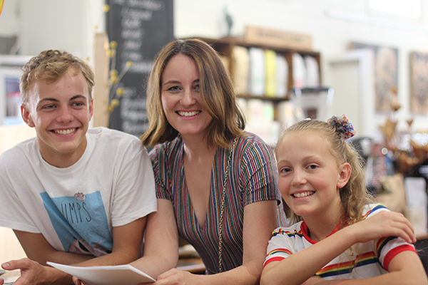 Jasper, Lisa and Eva Tiffen at the launch of the children's picture book, Sorrows by Australian author and illustrator Lisa Tiffen